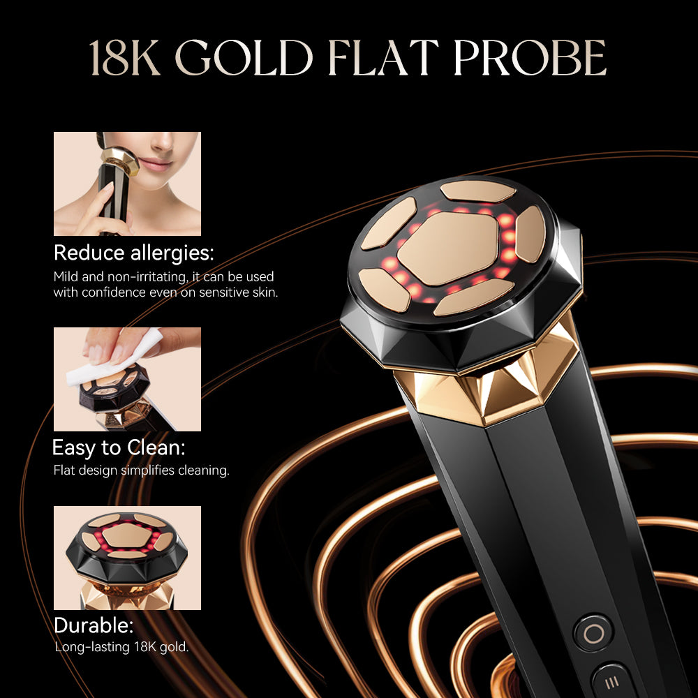 【Buy a device, get a eyelash curler~】ANLAN 18K Gold Multipolar 9 IN 1 RF Facial Massager PRO