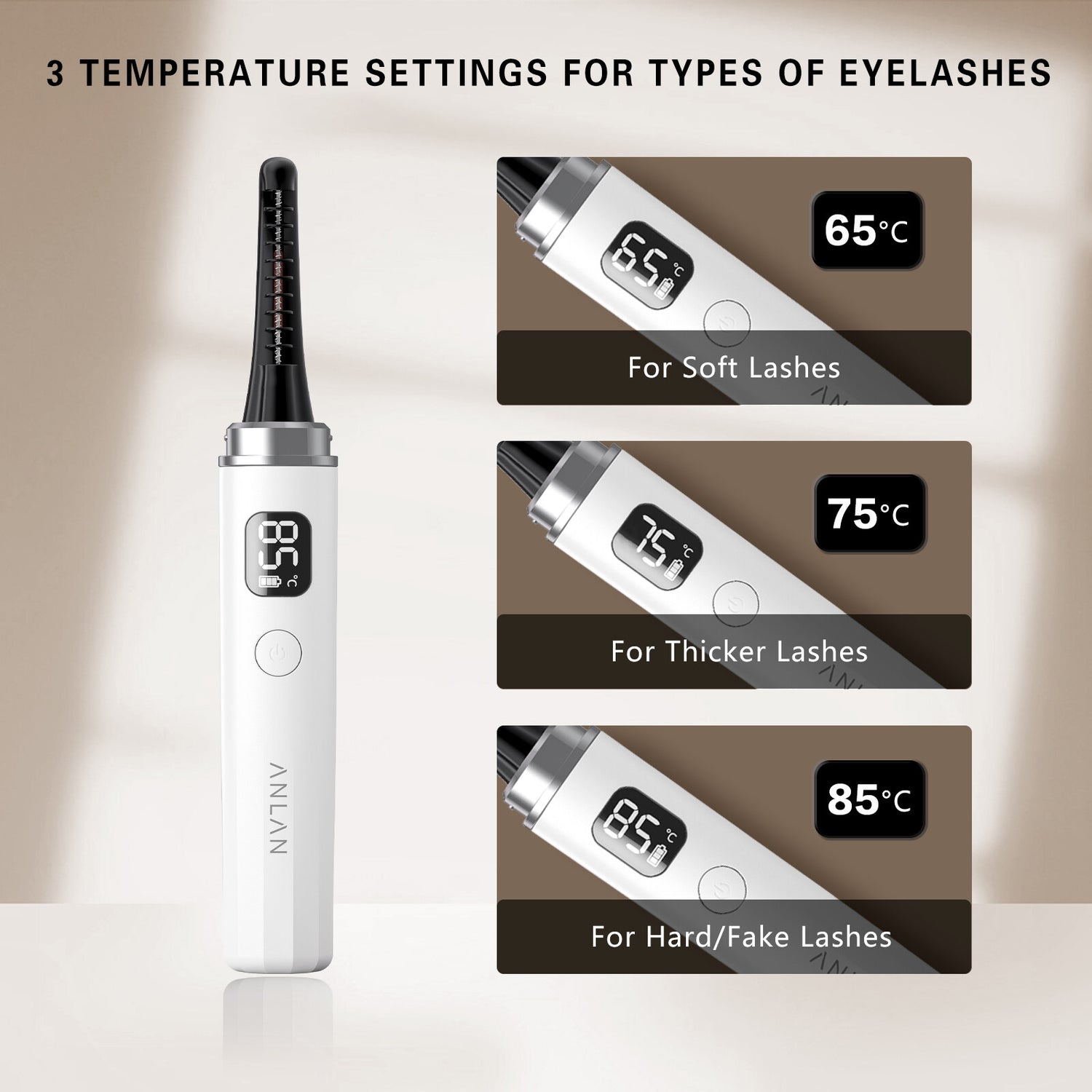 3 temperature settings for types of eve lashes