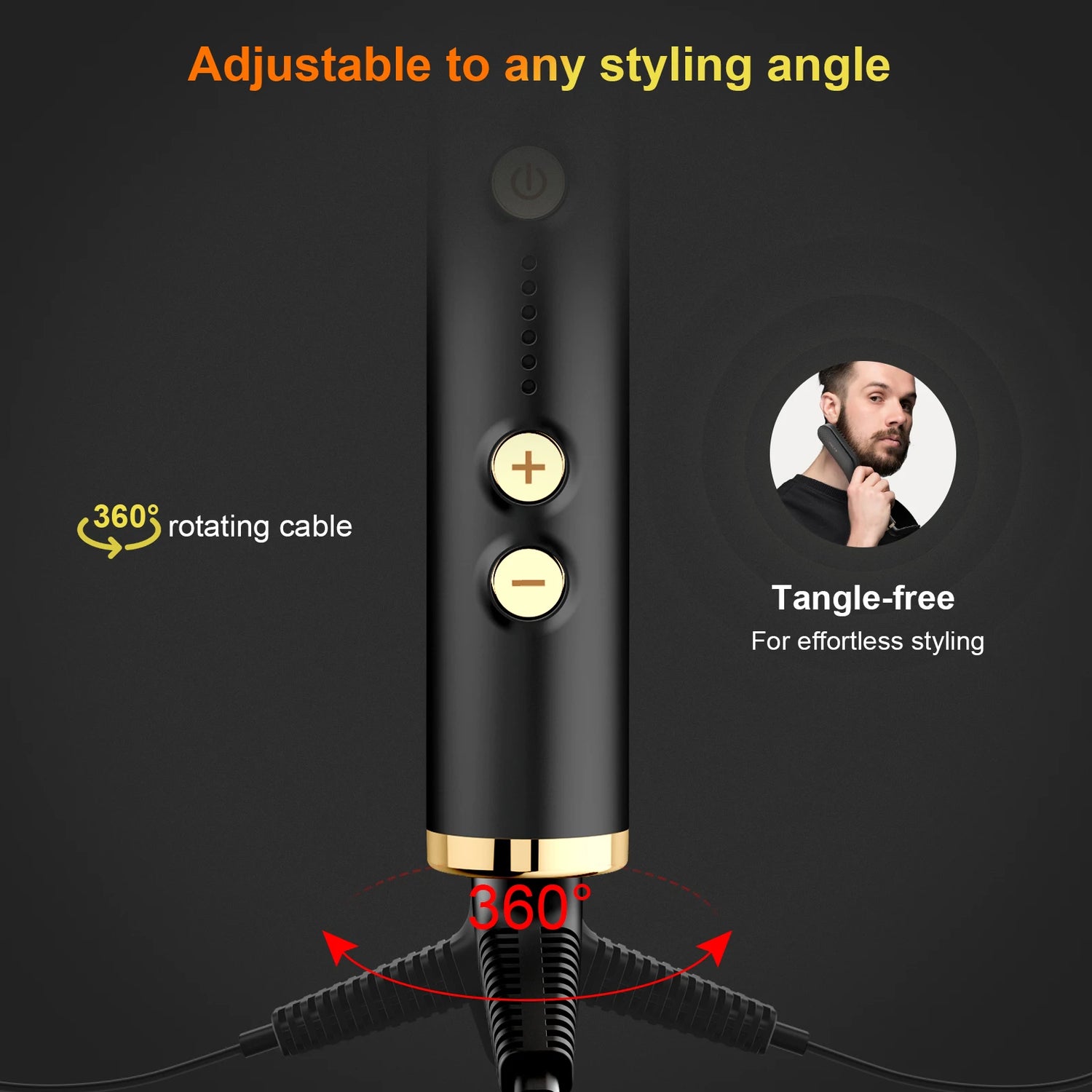 adjustable to any styling angle