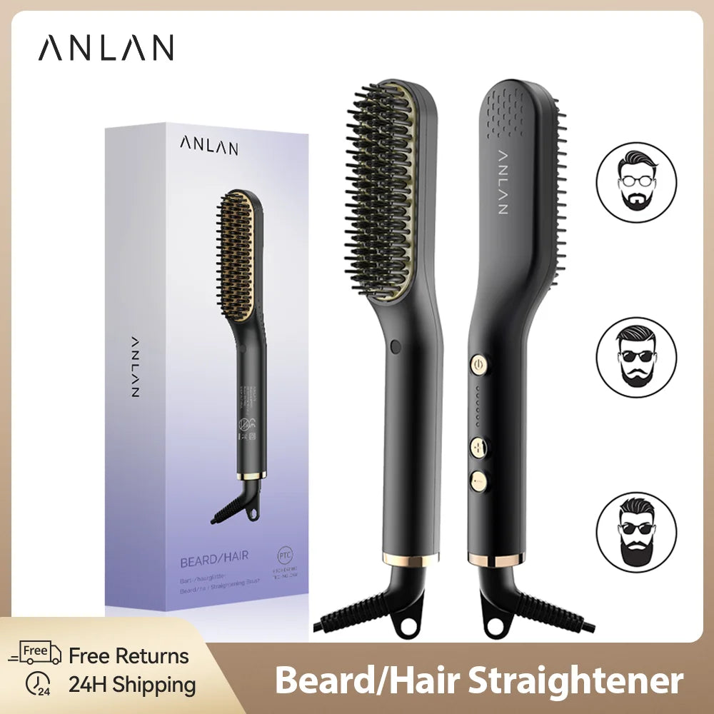 anlan beard hair straightening brush