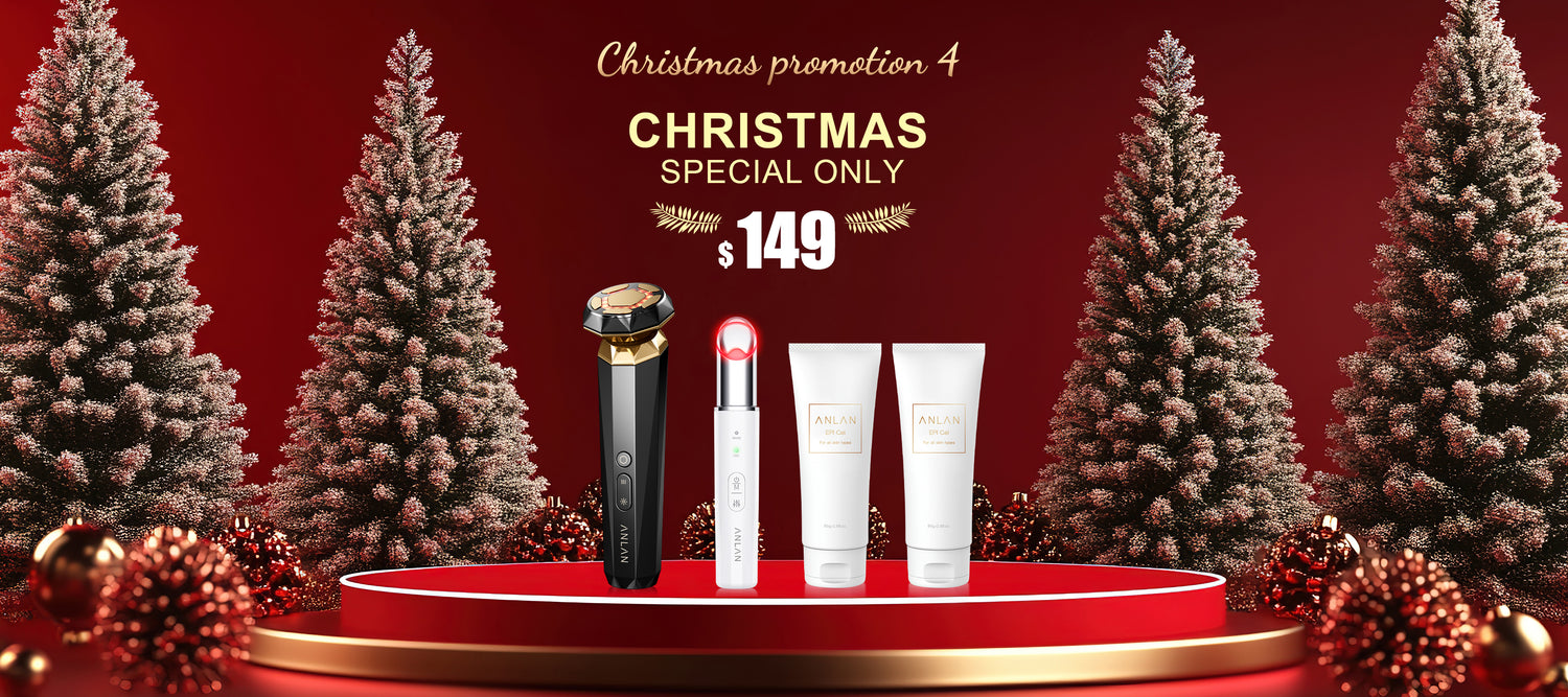 【Agregar al carrito: $149】Navidad 04: Masajeador facial Rf Pro + Dispositivo de belleza para ojos EMS + Gel*2